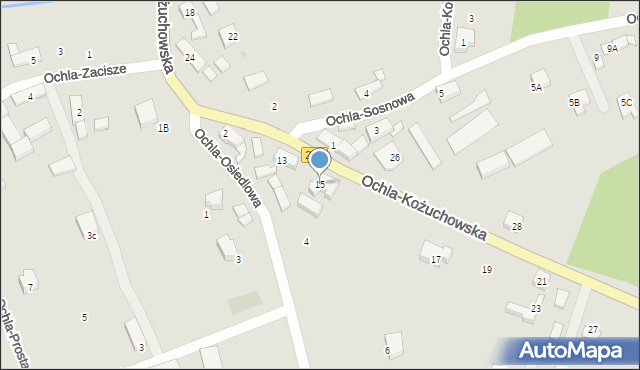 Zielona Góra, Ochla-Kożuchowska, 15, mapa Zielona Góra