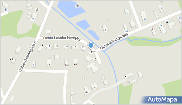 Zielona Góra, Ochla-Łasaka Henryka, 13, mapa Zielona Góra