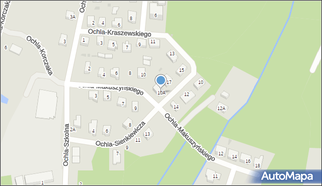 Zielona Góra, Ochla-Makuszyńskiego Kornela, 10A, mapa Zielona Góra