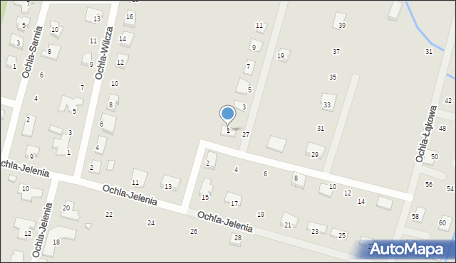 Zielona Góra, Ochla-Niedźwiedzia, 1, mapa Zielona Góra