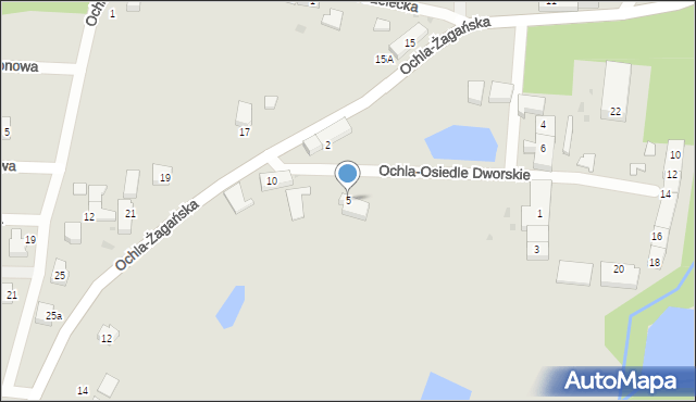 Zielona Góra, Ochla-Osiedle Dworskie, 5, mapa Zielona Góra