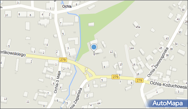 Zielona Góra, Ochla-Plac Błyskoszowej Bogusławy, 4, mapa Zielona Góra