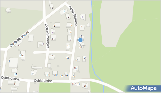 Zielona Góra, Ochla-Stamma Feliksa, 10, mapa Zielona Góra