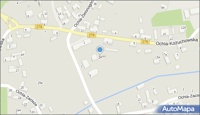 Zielona Góra, Ochla-Topolowa, 2A, mapa Zielona Góra