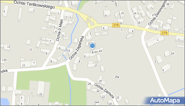 Zielona Góra, Ochla-Żagańska, 4, mapa Zielona Góra