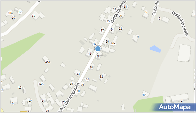 Zielona Góra, Ochla-Zielonogórska, 28, mapa Zielona Góra