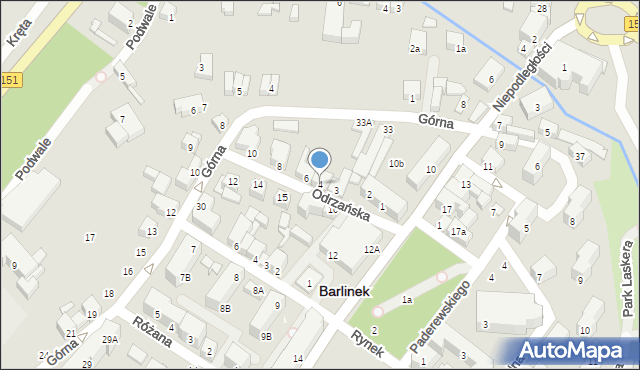 Barlinek, Odrzańska, 4, mapa Barlinek