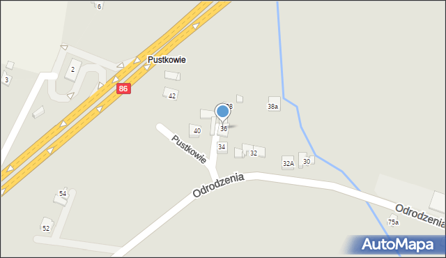 Będzin, Odrodzenia, 36, mapa Będzin