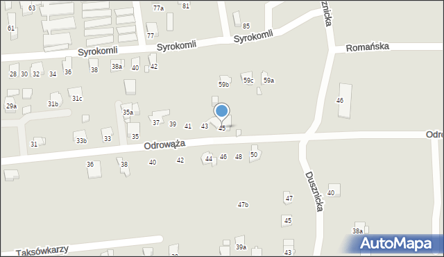 Bielsko-Biała, Odrowąża Jacka, 45, mapa Bielsko-Białej