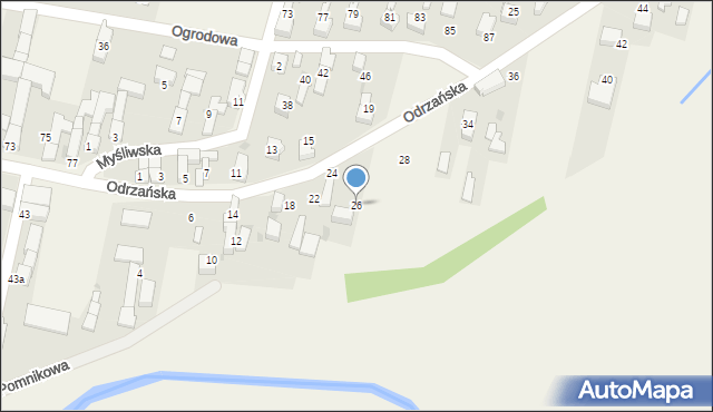 Bieńkowice, Odrzańska, 26, mapa Bieńkowice