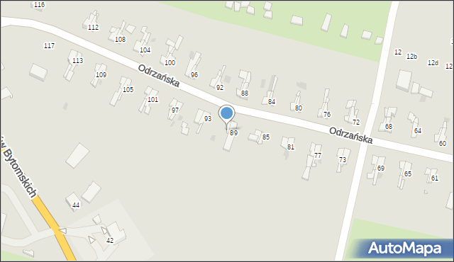 Bytom, Odrzańska, 91, mapa Bytomia