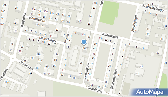 Chorzów, Odrowążów, 34, mapa Chorzów