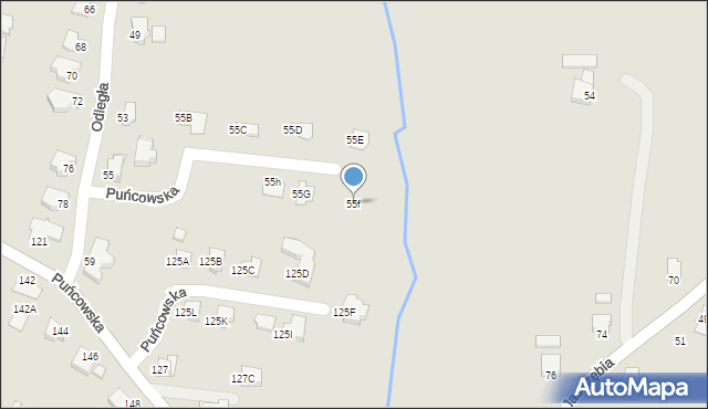 Cieszyn, Odległa, 55f, mapa Cieszyna