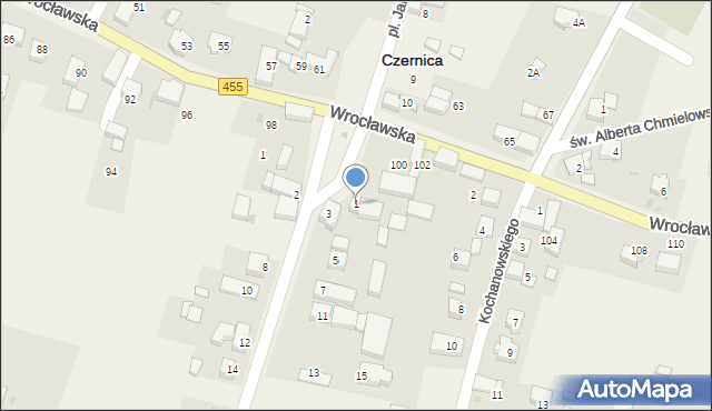 Czernica, Odrzańska, 1, mapa Czernica