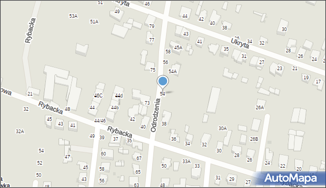 Częstochowa, Odrodzenia, 54, mapa Częstochowy