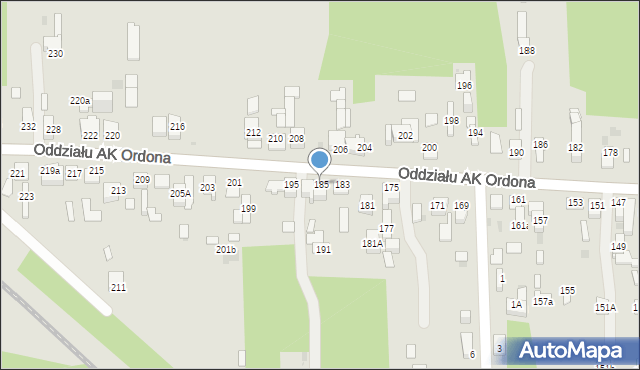 Dąbrowa Górnicza, Oddziału AK Ordona, 185, mapa Dąbrowa Górnicza