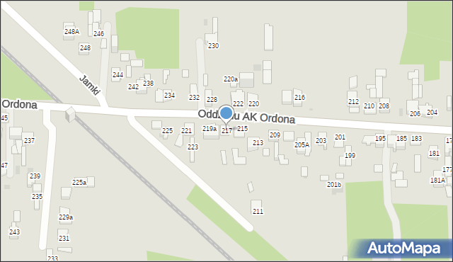 Dąbrowa Górnicza, Oddziału AK Ordona, 217, mapa Dąbrowa Górnicza