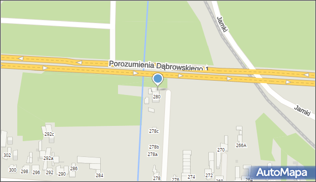 Dąbrowa Górnicza, Oddziału AK Ordona, 280A, mapa Dąbrowa Górnicza