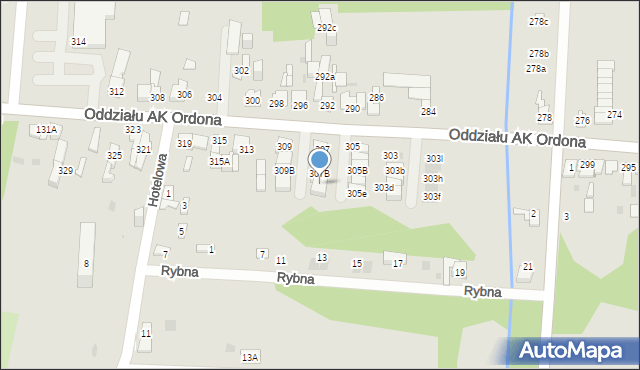 Dąbrowa Górnicza, Oddziału AK Ordona, 307c, mapa Dąbrowa Górnicza