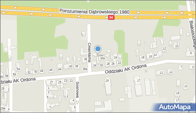 Dąbrowa Górnicza, Oddziału AK Ordona, 32, mapa Dąbrowa Górnicza