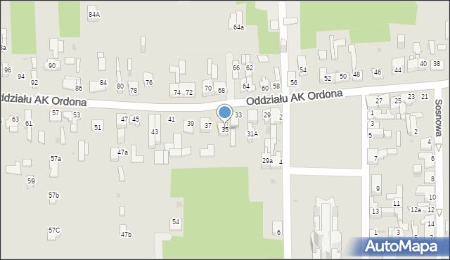 Dąbrowa Górnicza, Oddziału AK Ordona, 35, mapa Dąbrowa Górnicza
