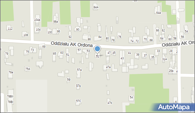 Dąbrowa Górnicza, Oddziału AK Ordona, 51, mapa Dąbrowa Górnicza
