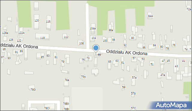 Dąbrowa Górnicza, Oddziału AK Ordona, 71, mapa Dąbrowa Górnicza