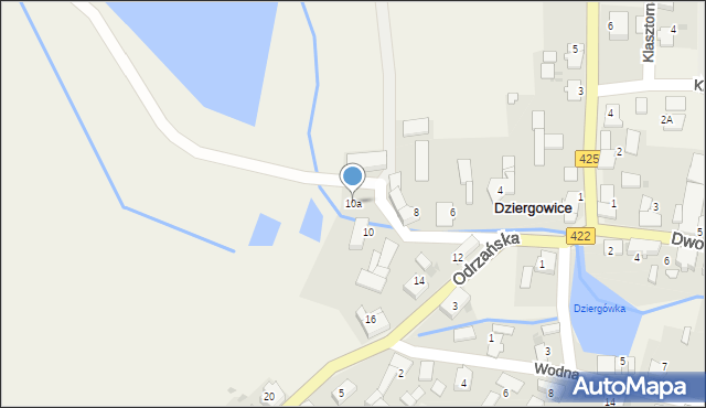 Dziergowice, Odrzańska, 10a, mapa Dziergowice