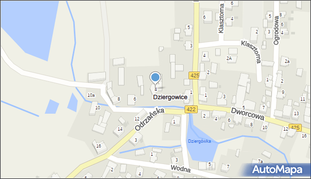 Dziergowice, Odrzańska, 4, mapa Dziergowice