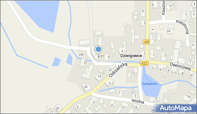 Dziergowice, Odrzańska, 8, mapa Dziergowice