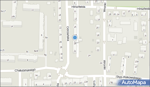 Gdańsk, Odrzańska, 19, mapa Gdańska