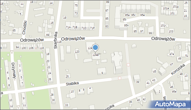 Gliwice, Odrowążów, 124a, mapa Gliwic