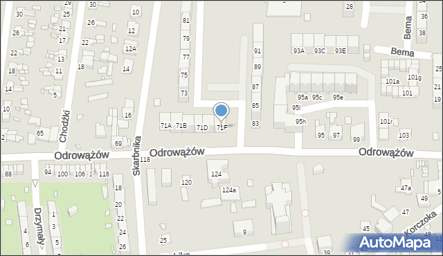 Gliwice, Odrowążów, 71F, mapa Gliwic