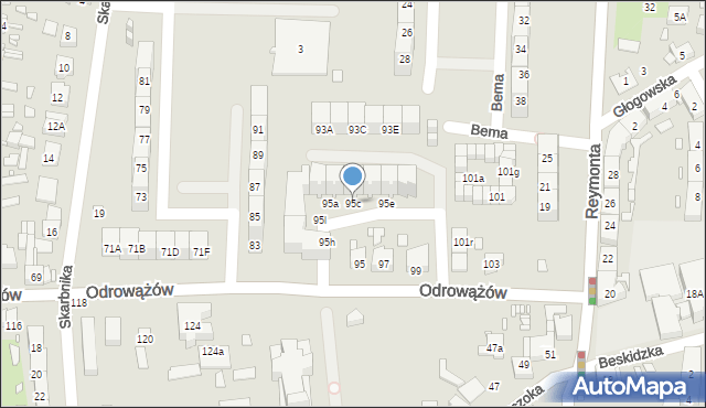 Gliwice, Odrowążów, 95c, mapa Gliwic