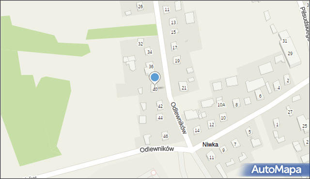 Gorzyce, Odlewników, 40, mapa Gorzyce