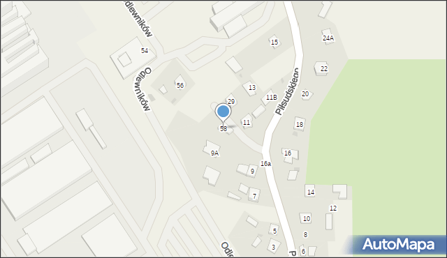 Gorzyce, Odlewników, 58, mapa Gorzyce