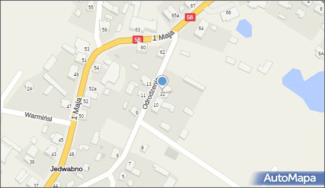 Jedwabno, Odrodzenia, 12, mapa Jedwabno