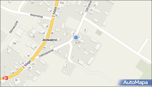 Jedwabno, Odrodzenia, 5, mapa Jedwabno