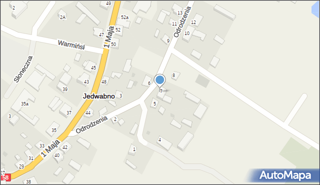 Jedwabno, Odrodzenia, 7a, mapa Jedwabno