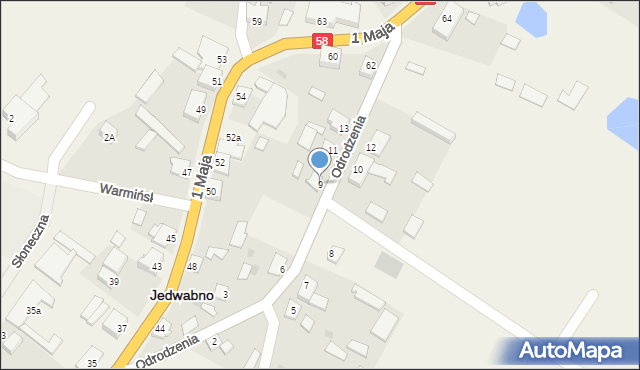 Jedwabno, Odrodzenia, 9, mapa Jedwabno