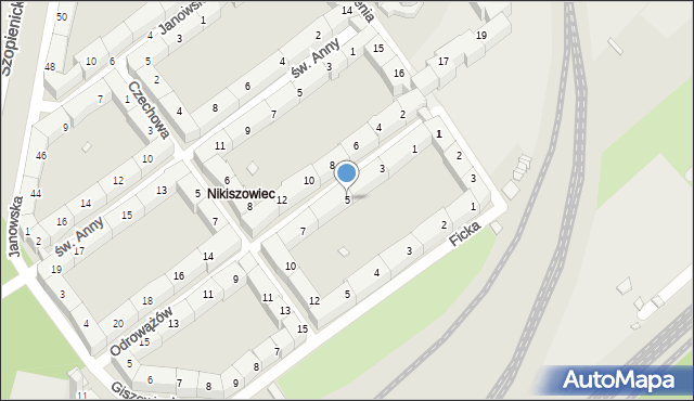 Katowice, Odrowążów, 5, mapa Katowic