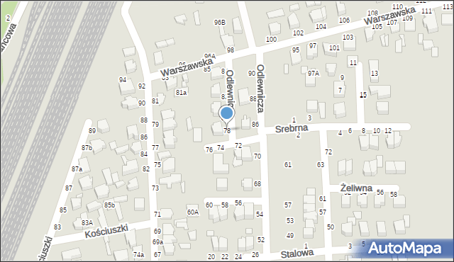 Koluszki, Odlewnicza, 78, mapa Koluszki