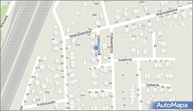 Koluszki, Odlewnicza, 80, mapa Koluszki