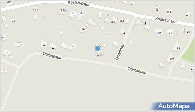 Kostrzyn nad Odrą, Odrzańska, 16, mapa Kostrzyn nad Odrą