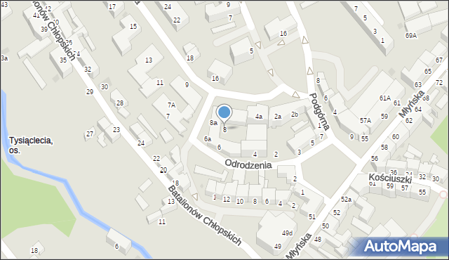 Koszalin, Odrodzenia, 8, mapa Koszalina