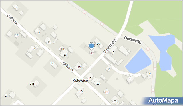 Kotowice, Odrzańska, 1, mapa Kotowice