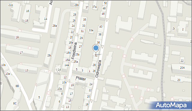 Kraków, Odrowąża Iwo, 32, mapa Krakowa