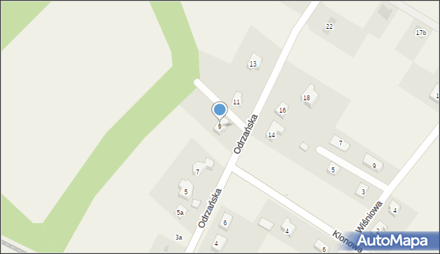 Księginice, Odrzańska, 9, mapa Księginice