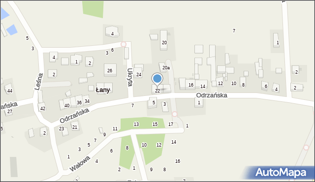 Łany, Odrzańska, 22, mapa Łany
