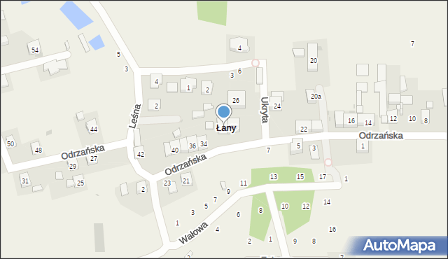 Łany, Odrzańska, 30, mapa Łany